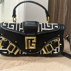 Balmain Blaze Jacquard Bag with shoulder strap in gold hardware